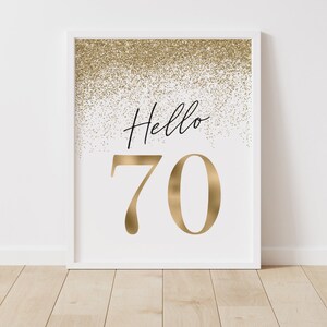 70th Birthday Party Decorations Gold, Printable 70 Birthday Signs for ...