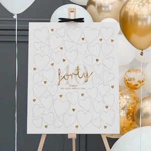 Gold 40 Dinge, die wir an Ihnen lieben Druckbare 40. Geburtstag Zeichen für Frauen, schreiben Sie in Gästebuch-Andenken-Rahmen-40 Gründe Minze Abdruck