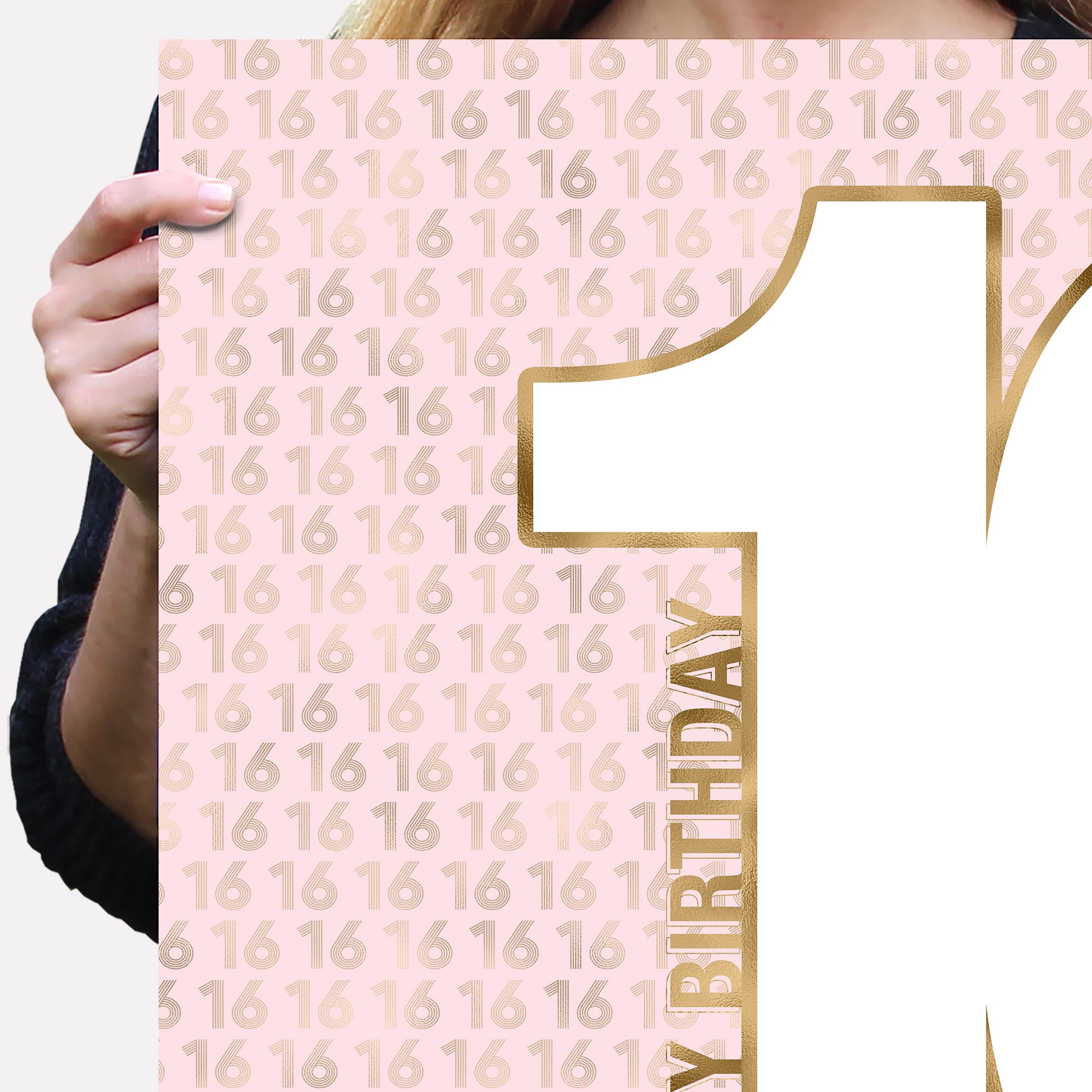 16歳の誕生日の思い出ボード、16歳のお祝いの女の子、ピンクゴールドの