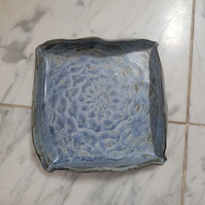 Blue patterned Square plate #1