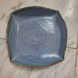 Blue patterned square plate #2