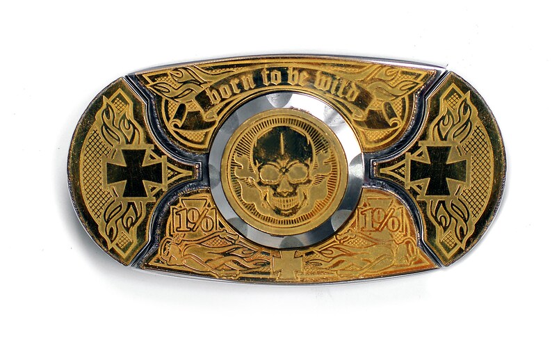 Buckle Belt with knives KEEPERBELT.\u0442\u043c Biker Belt Laser Engraving Brass Cognac Color Genuine Leather Belt Brass Buckle Belt