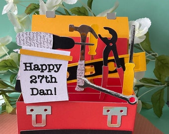 Tool box card - Birthday card - DIY dad - pop up card