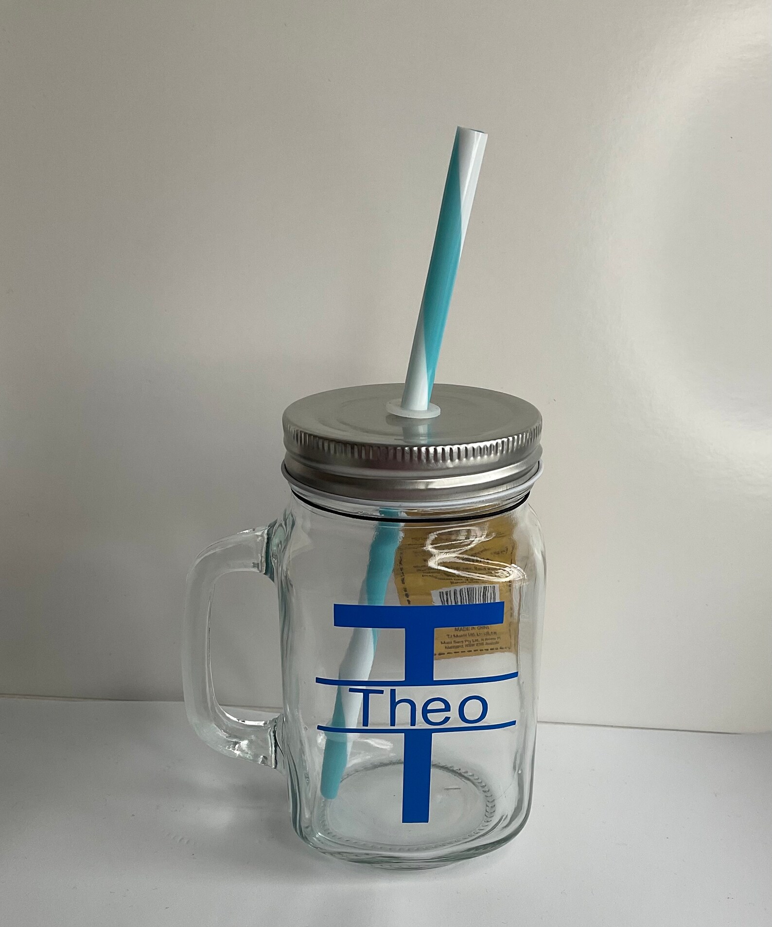 Jar glass with straw drinking jar glass with lid and straw Etsy