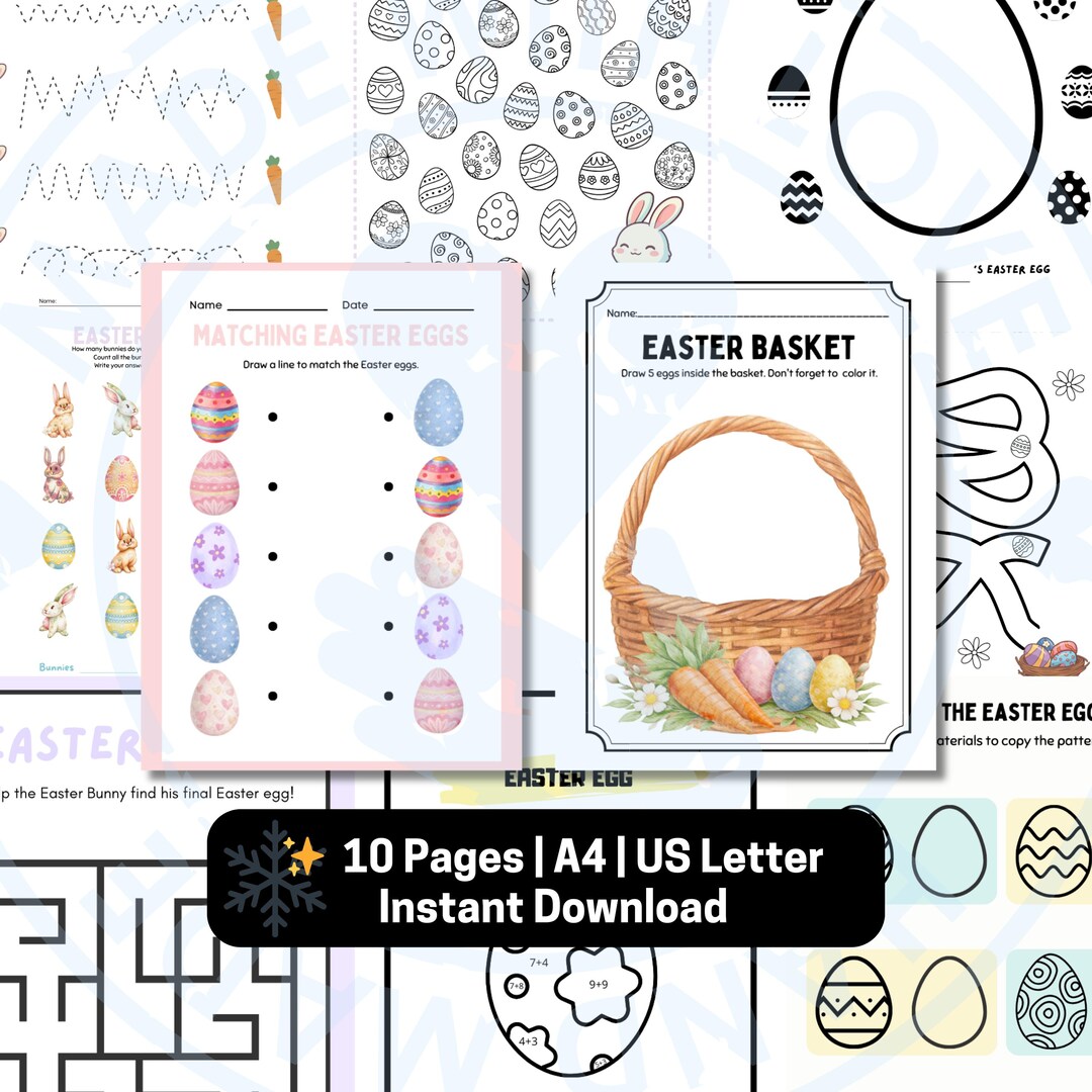 Easter Activity Printable Pack for Kids | Coloring, Maze, Matching ...