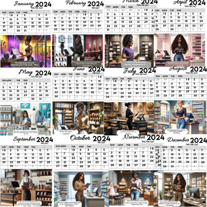 2024 Boss Women Calendar, 2024 Calendar, Editable Calendar, Boss Girl