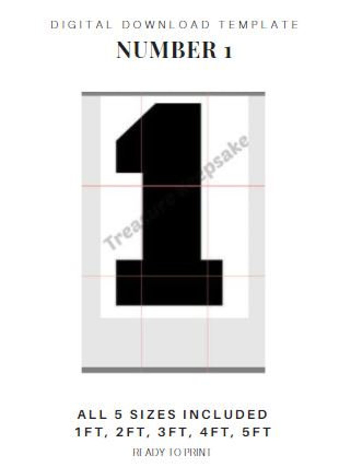 File Number 1 Number 1/digital Download Template/ PDF Files/ Instant Download/large ...