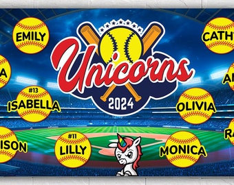 Softball Team Banner | T-Ball Team Banner | Little League Team Banner | Girls Baseball Banner | Custom Softball Banner