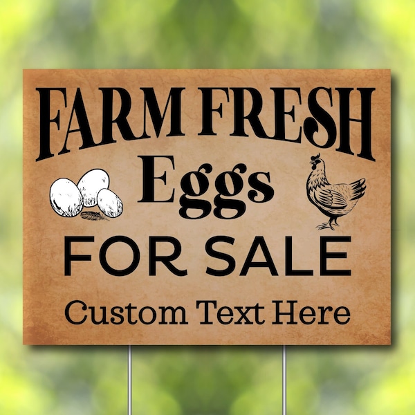 Farm Fresh Eggs Yard Sign with Metal Stake