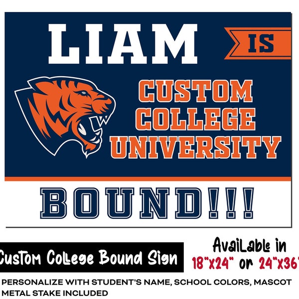 College Bound Yard Sign, College Logo Sign, Custom College Yard Sign, University Bound Yard Sign