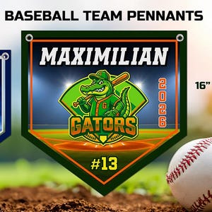 Custom Baseball Team Pennant | Personalized Sports Banner | Little League Home Plate Pennants | Softball Team Pennant