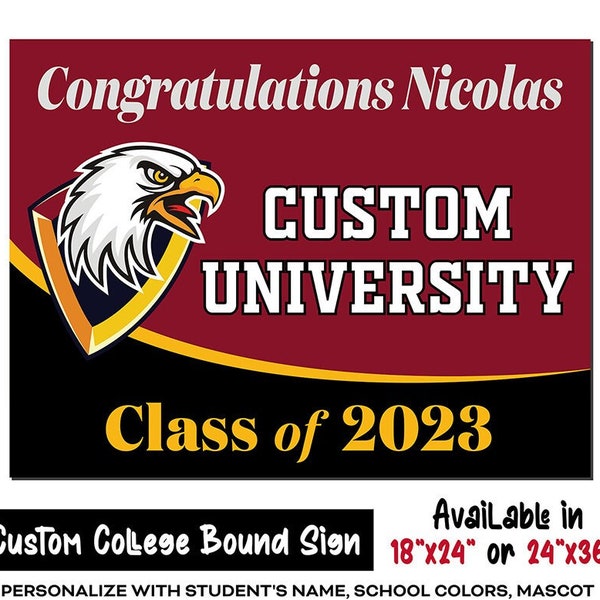 College Yard Sign, Graduation Lawn Sign, Custom College Yard Sign, Class of 2024 Yard Sign with Metal Stake