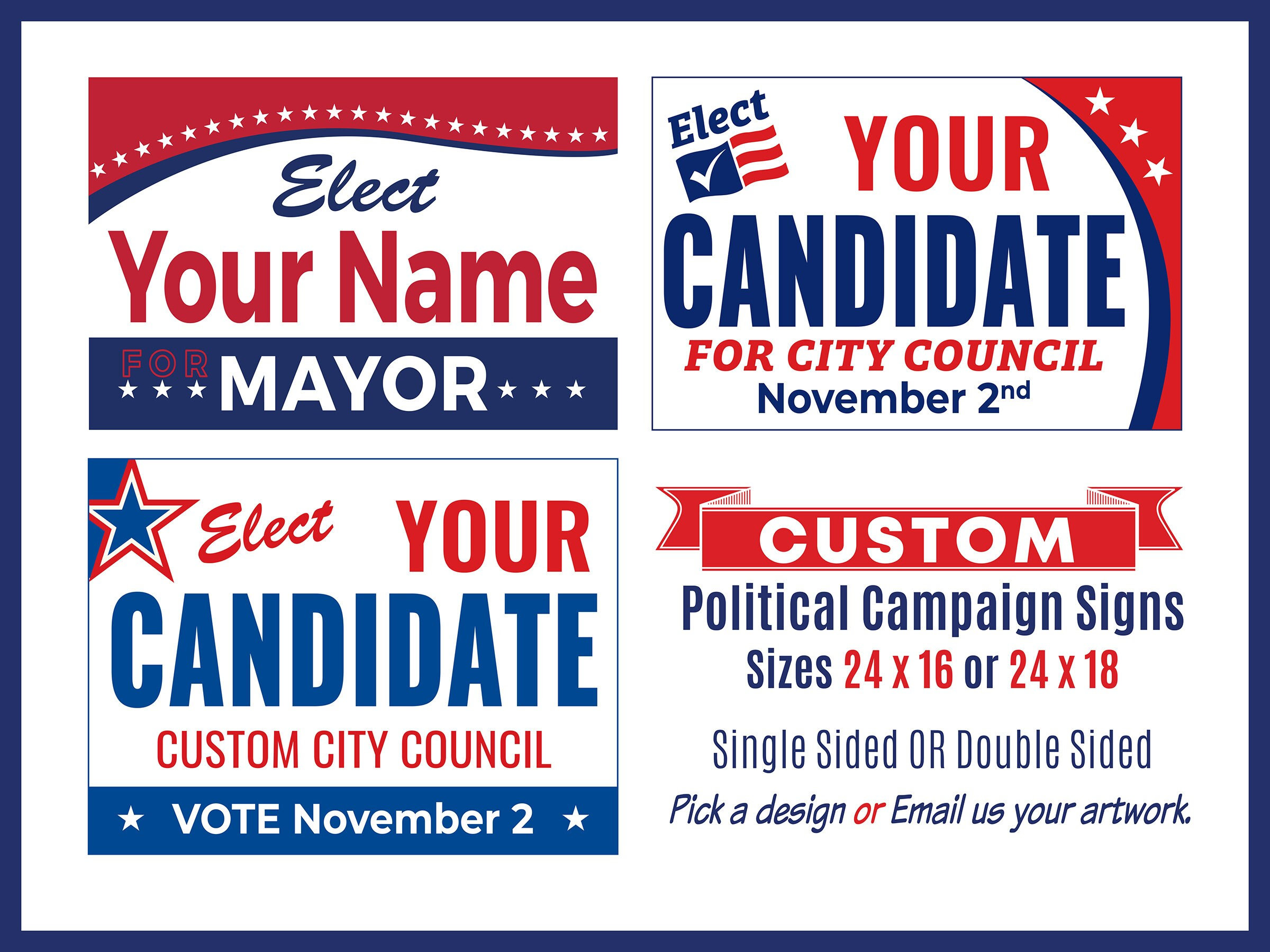 Custom Political Sign, Election Signs, Personalized Yard Sign, 24" X 18 ...