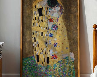 The Kiss Lovers by Gustav Klimt Artwork Print Wall Art Painting Fine Art Prints Famous Paintings Wall Decor