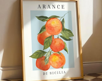 Arance di Sicilia, Oranges Wall Art Print, Citrus Fruit Home Decor, Mediterranean Art, Kitchen decor