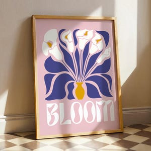 Arte murale floreale Bloom: arte digitale floreale, arte murale estiva, stampe rosa, decorazioni floreali per la casa, poster da cucina, stampe digitali, arte stimolante