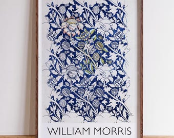 William Morris Blue Floral Print: Vintage Textile Art