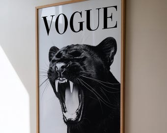 Vogue Leopard Print, Fashion Posters, Chic Editorial Wall Art, Modern Glam Decor, Trendy Art, Black and White