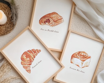 Minimalist Pastry Wall Art Prints: Baking Kitchen Decor, Set of 3 Pastry Posters