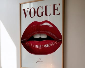 Vogue Lips Print, Fashion Posters, Chic Editorial Wall Art, Modern Glam Decor, Trendy Art