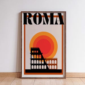 Roma Colosseo Italia Poster di viaggio, stampa tramonto astratto, vintage retrò, regali Italia, stampe Roma, poster Roma, regali di viaggio, Europa