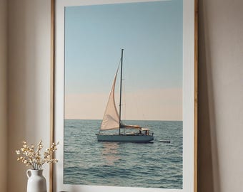 Mediterranean yacht sailing boat photography print Adriatic coast wall art