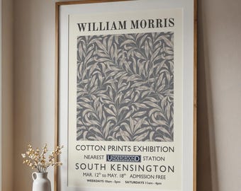 William Morris Branch Wall Art Print: Dark Grey Branch Vintage Floral Decor