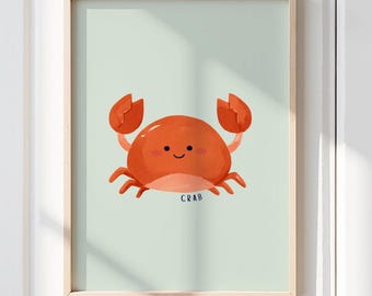 Crab Nursery Art Print, Coastal Ocean Decor