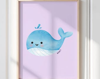 Whale Nursery Art Print, Gentle Sea Creature Decor