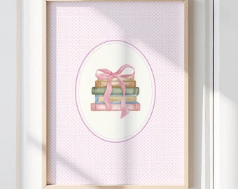 Pink Books Nursery Print: Vintage Nursery, Girl's Room Wall Art