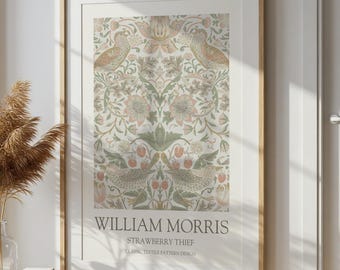 William Morris Strawberry Thief in Sage Print: Vintage Floral Wall Art
