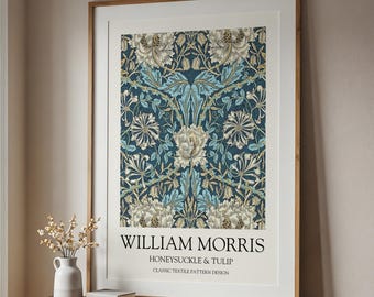 William Morris Honeysuckle and Tulip Print: Vintage Floral Wall Art