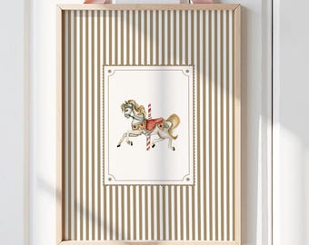 Merry go round Vintage style nostalgic Wall Art Print, Fun Child's Room Decor, Nursery posters