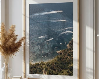 Capri Aerial Print: Turquoise Mediterranean Sea, Coastal Wall Art