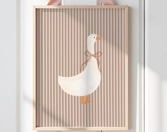 Beige Silly Goose Vintage Nursery Art Print