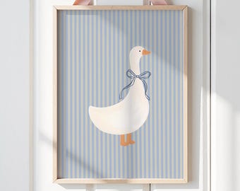 Blue Goose Nursery Art Print: Vintage Whimsical Decor