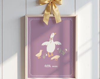 Mother Goose Pink Nursery Print: Vintage Pink Timeless Girls Room Decor