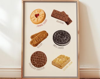 Biscuit Collection Wall Art Print, Kitchen wall art, Biscuit home decor, Coffee Nook print