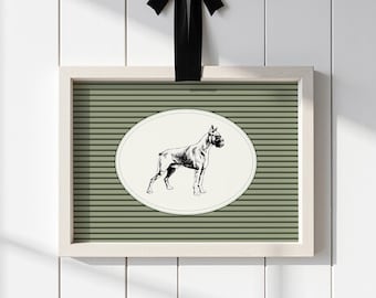 Vintage Boxer Dog Art Print: Elegant Antique Illustration
