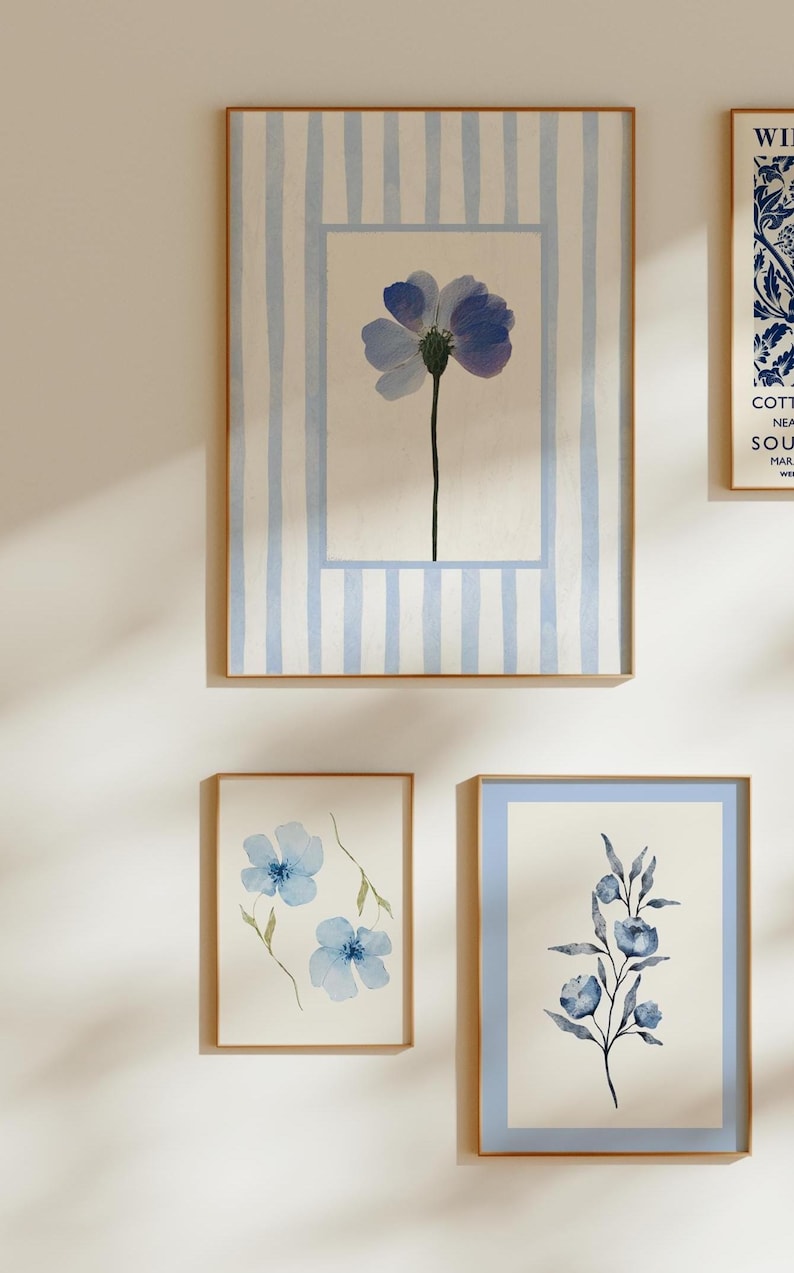 Blue Botanical Gallery Wall Art Set of 6: Baby Blue Floral Prints - Etsy