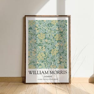William Morris stampa Jasmine blu-verde, arte murale, poster vintage, stampe floreali, decorazioni tessili in stile art nouveau Morris