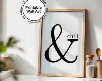 And chill printable wall art minimalist relaxed art digital print at home in black and white chill relax posters living room bedroom decor