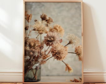 Autumn Botanical Print: Dried Flowers, Rustic Minimalist Wall Art
