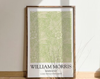 William Morris Marigold in Artichoke Print, William Morris Wall Art, Vintage Poster, Floral Prints, Morris Designs, Green