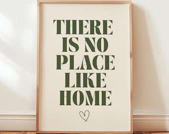 There's No Place Like Home Art Print, Housewarming Gift, Quote Home Decor