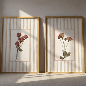 Lot de 2 d'impressions d'art murales florales vert sauge : décoration botanique de style cottage image 3