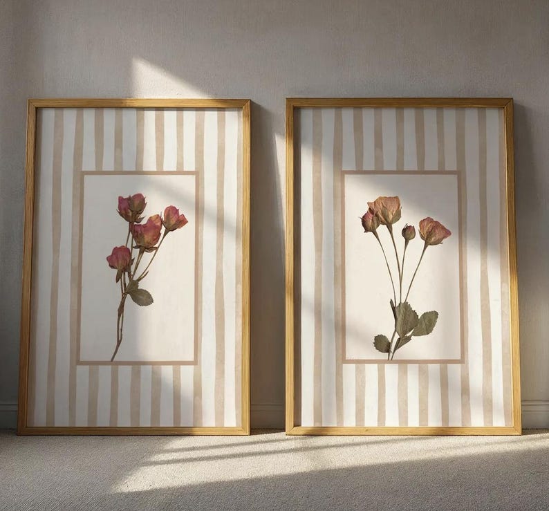 Lot de 2 d'impressions d'art murales florales vert sauge : décoration botanique de style cottage image 3