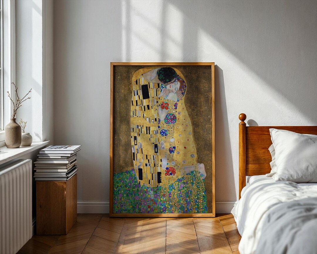 The Kiss Lovers by Gustav Klimt Artwork Print Wall Art Painting Fine ...