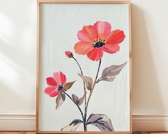 Red Poppy Botanical Print, Floral Wall Art, Flower Wall Decor