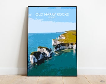 Old Harry Rocks Poster, Dorset Print, Wall Art, British Costal Locations, Dorset Poster, Old Harry Rocks Digital Print